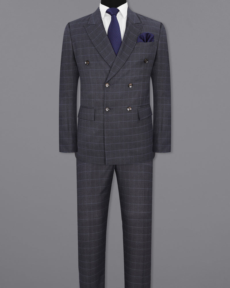 Thunder Gray Plaid Double-Breasted Suit