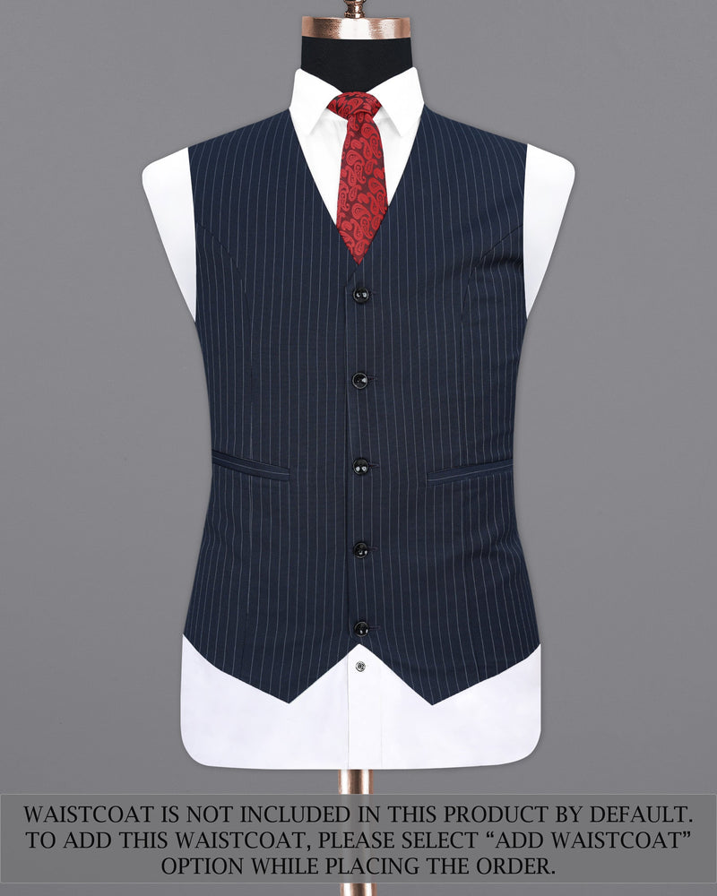 Midnight Mirage Navy Blue Striped Double-Breasted Suit