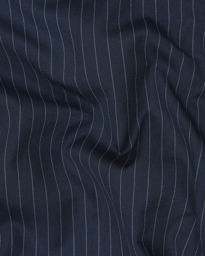 Midnight Mirage Navy Blue Striped Double-Breasted Suit