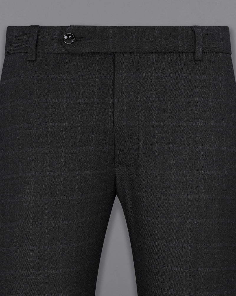 Shark Gray Plaid Cross-Buttoned Bandhgala Suit