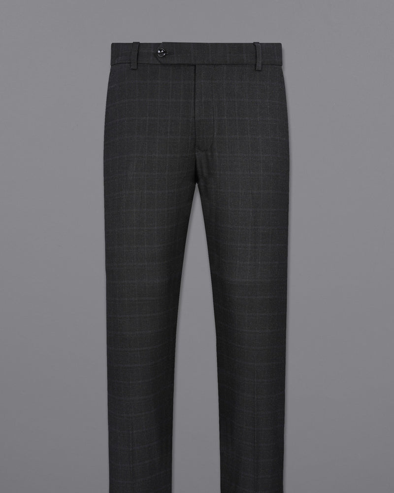 Shark Gray Plaid Cross-Buttoned Bandhgala Suit