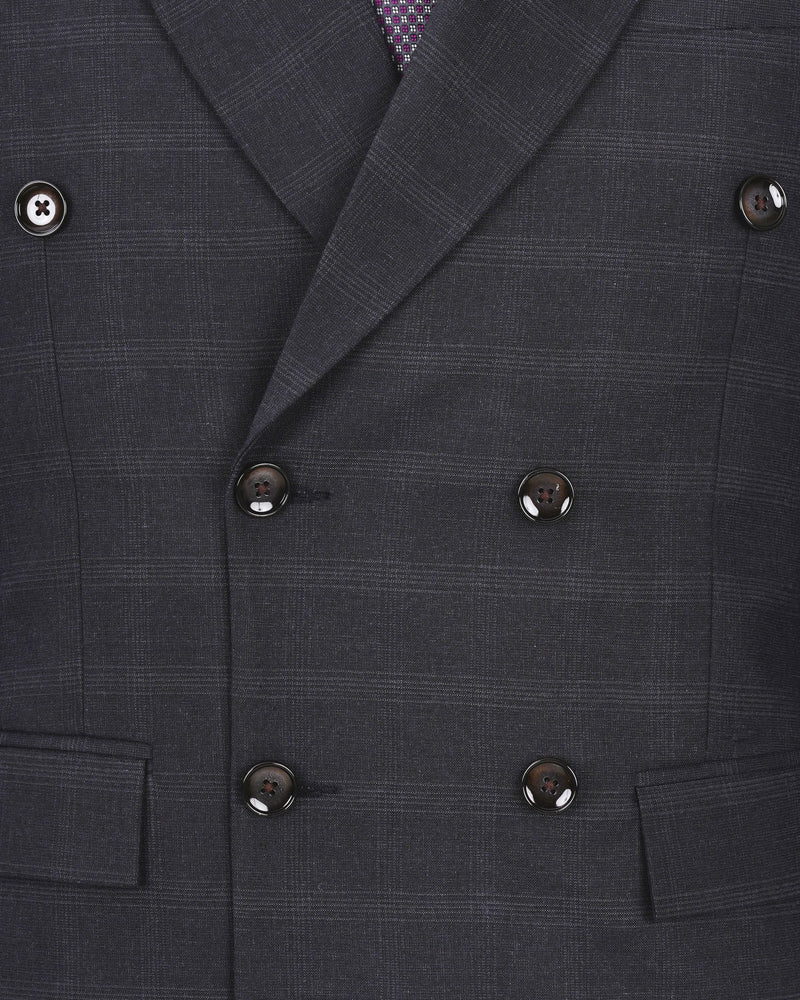 Tuatara Gray Plaid Double Breasted Suit