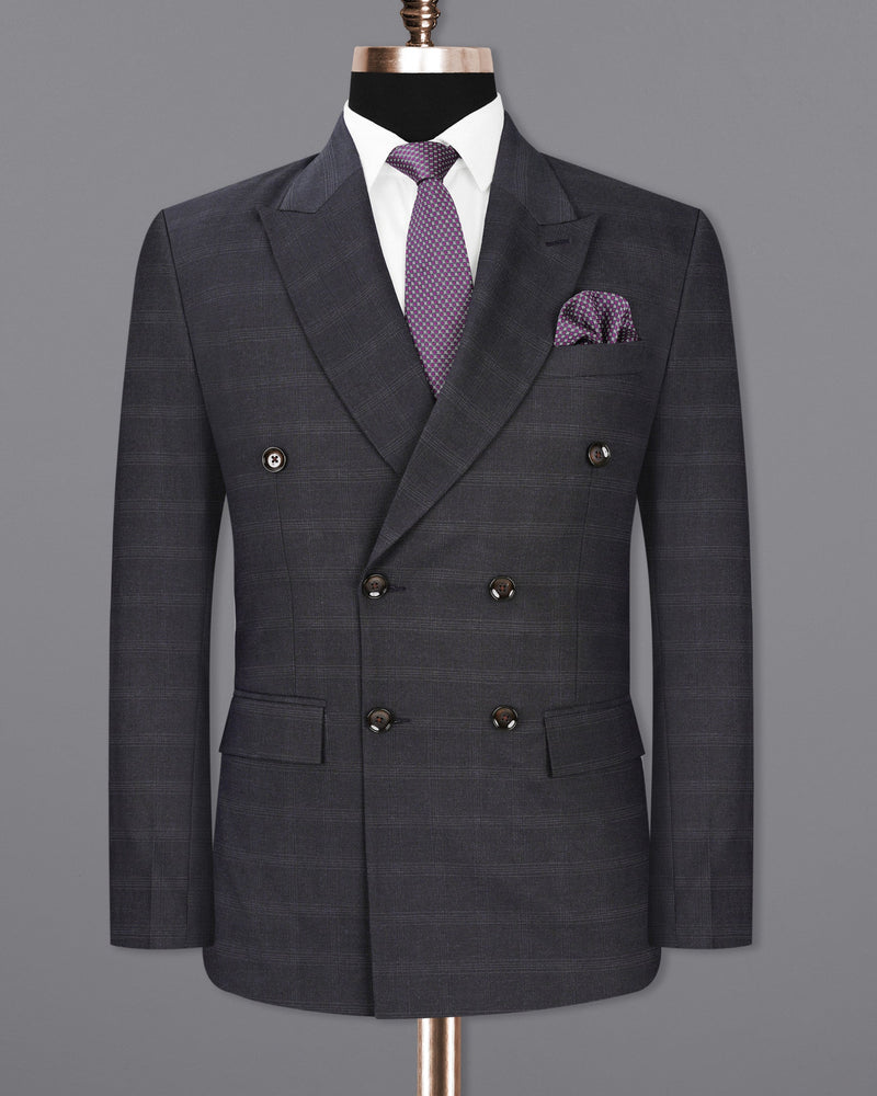 Tuatara Gray Plaid Double Breasted Suit