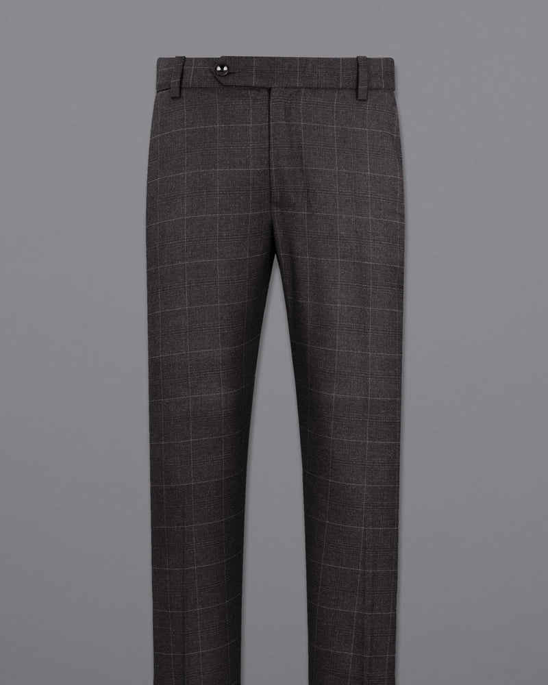 Eclipse Gray Windowpane Cross Buttoned Bandhgala Suit