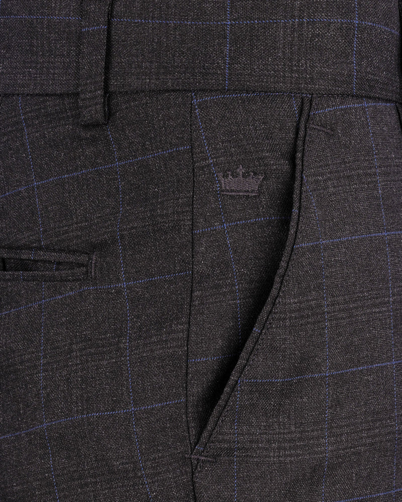 Eclipse Gray Windowpane Cross Buttoned Bandhgala Suit