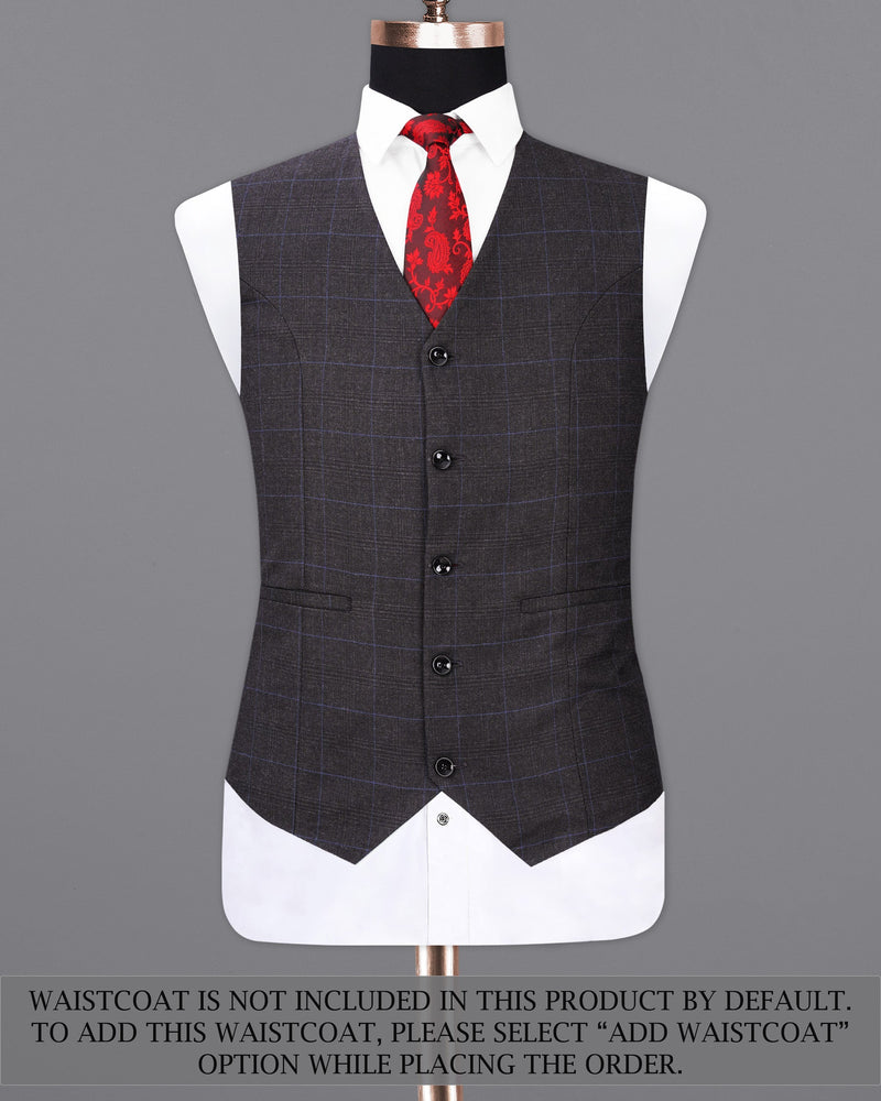 Eclipse Gray Windowpane Cross Buttoned Bandhgala Suit