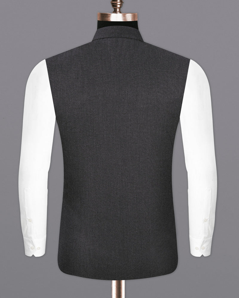 Piano Gray Cross Buttoned Bandhgala Suit