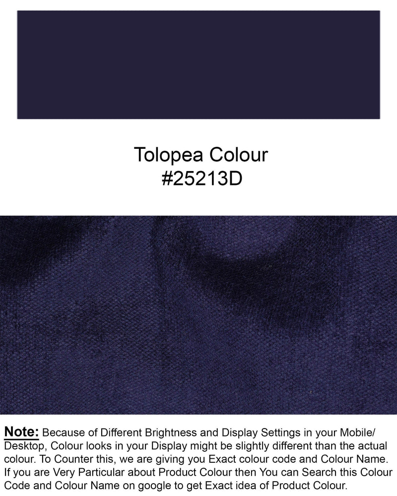 Tolopea Navy Blue Cross Buttoned Bandhgala Corduroy Premium Cotton Designer Suit