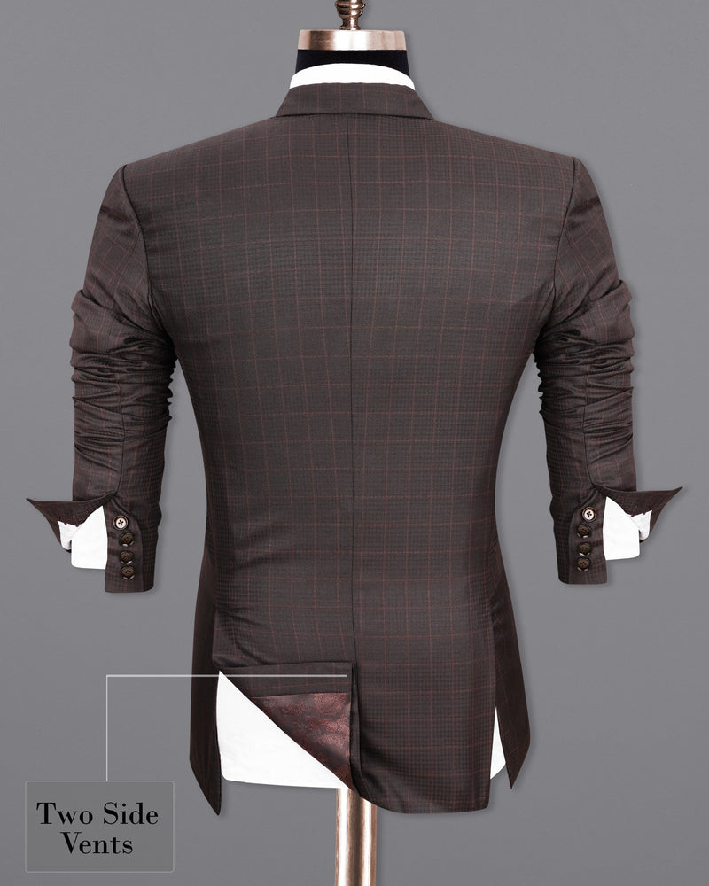 Thunder Brown Subtle Checkered Double Breasted Suit