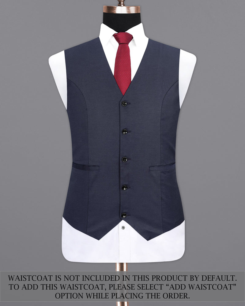 Tuna Navy Blue Micro Triangle Textured Double Breasted Suit