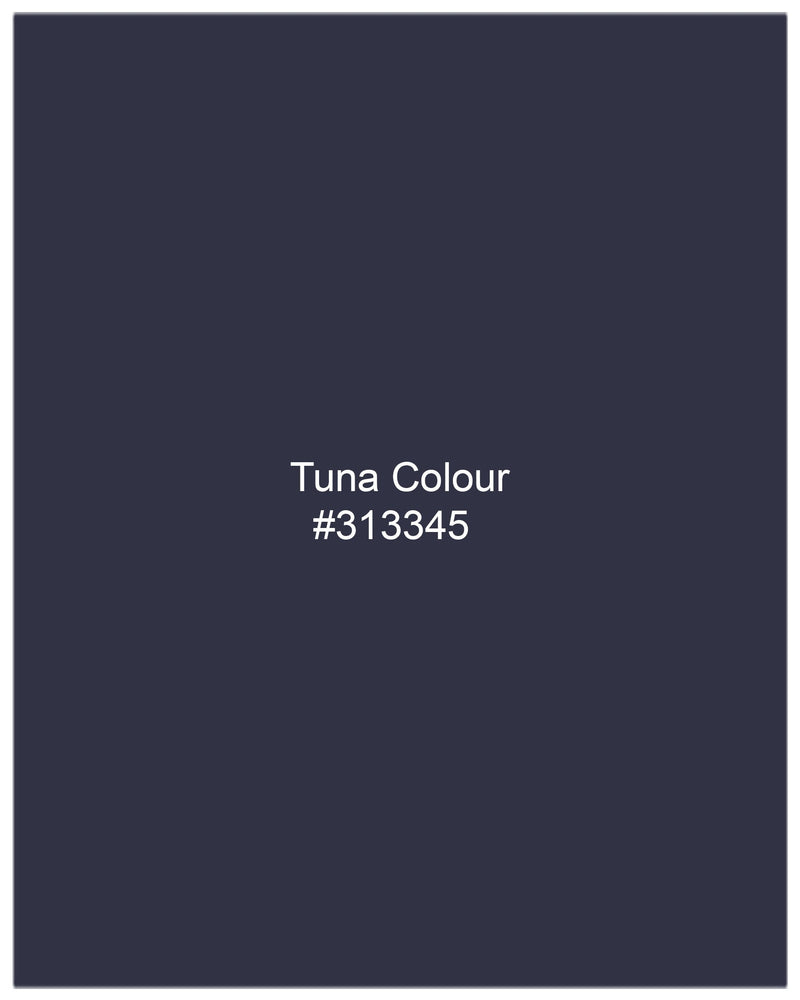 Tuna Navy Blue Micro Triangle Textured Double Breasted Suit