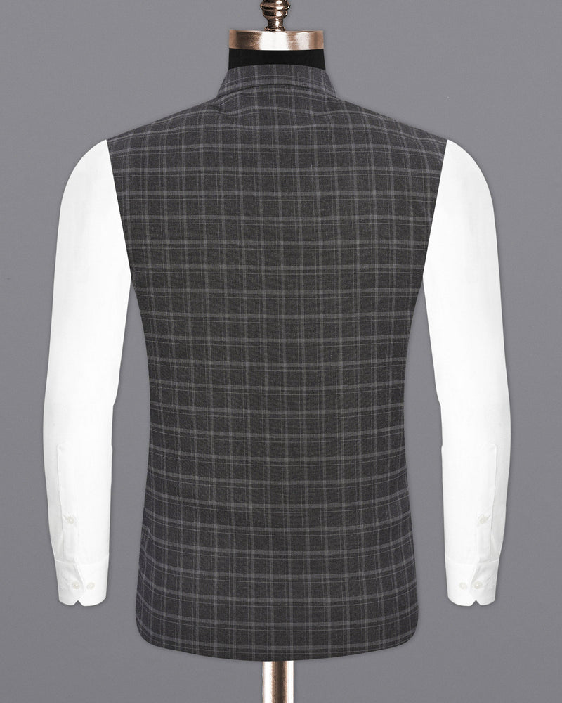 Cape God Gray windowpane Bandhgala Suit