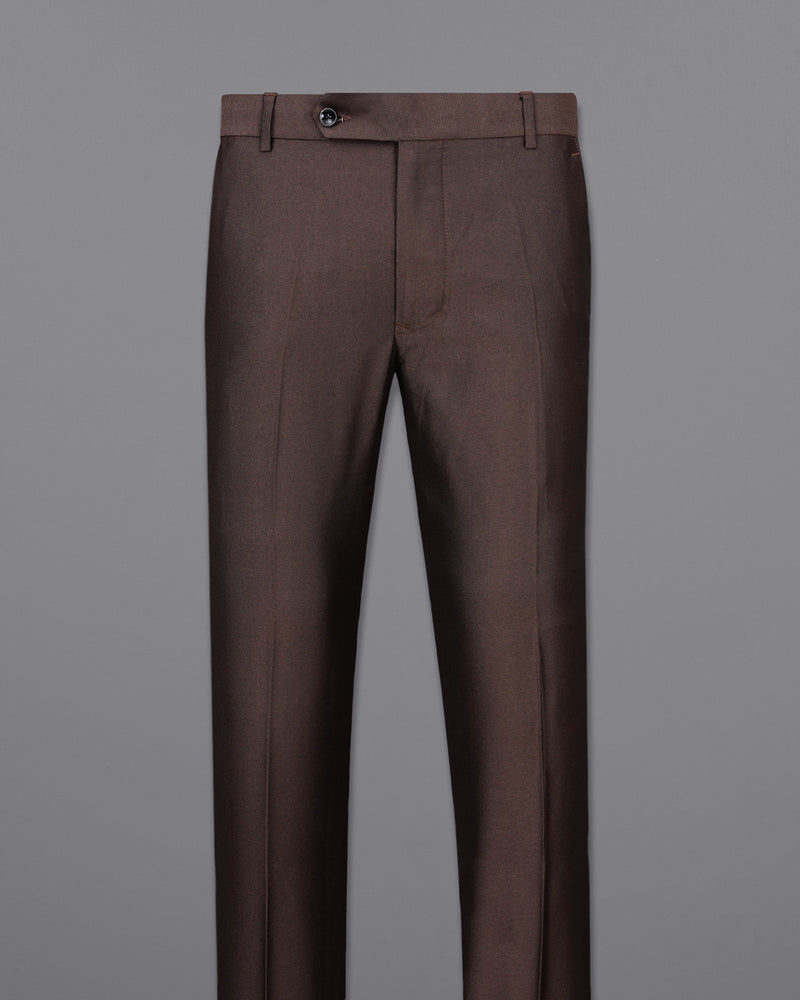 English Walnut Brown Cross Buttoned Bandhgala Suit