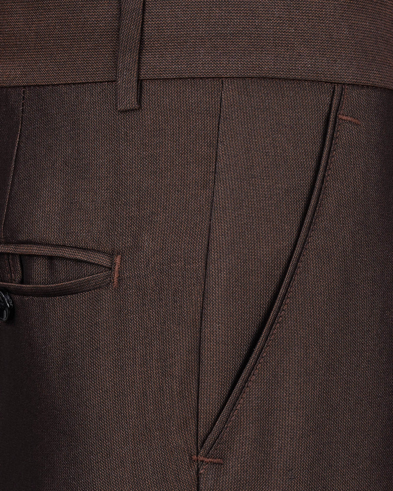 English Walnut Brown Cross Buttoned Bandhgala Suit