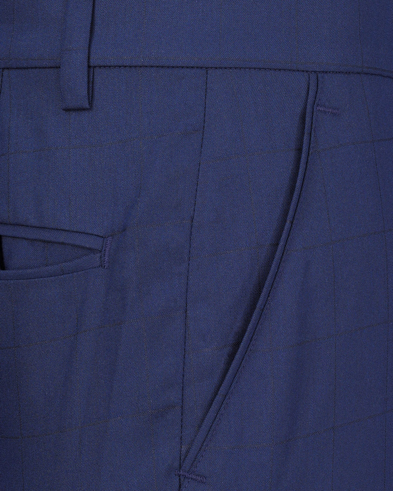 Rhino Blue Cross Buttoned Bandhgala Suit