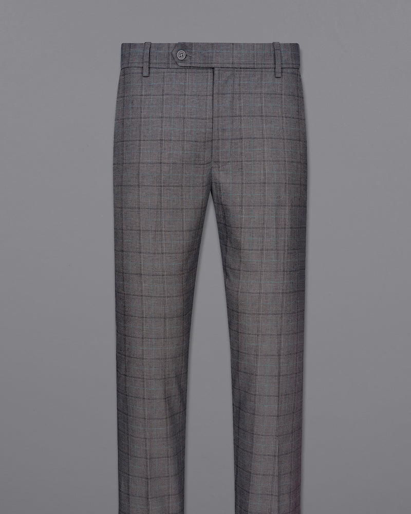 Mobster Grey Windowpane Premium Cotton Suit