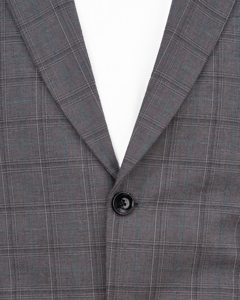 Mobster Grey Windowpane Premium Cotton Suit