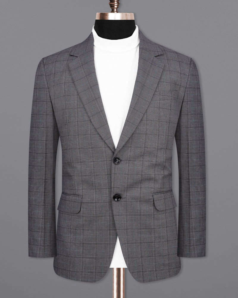 Mobster Grey Windowpane Premium Cotton Suit