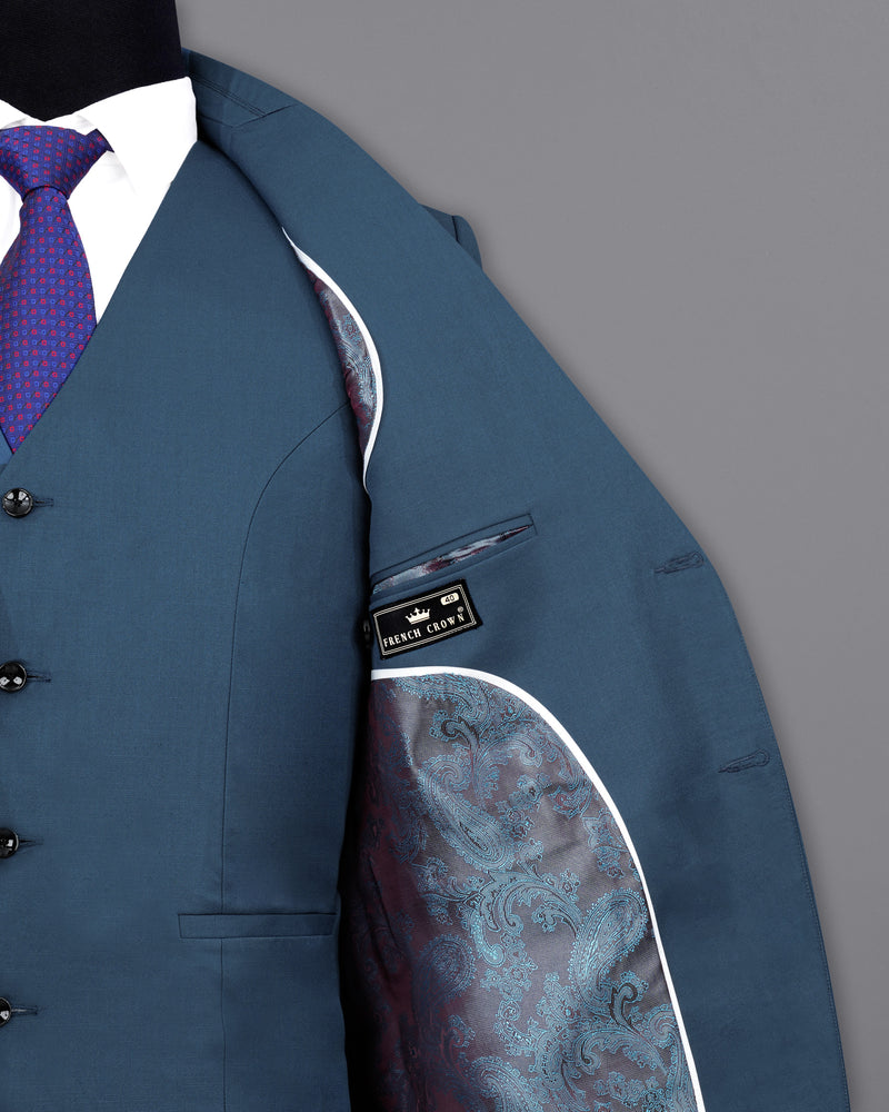 River Bed Blue Single Breasted Suit