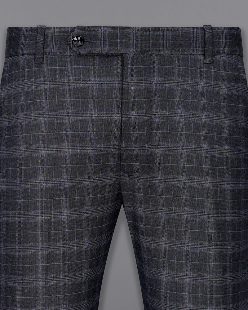 Iridium Dark Gray With Mobster Gray Plaid Cross Buttoned Bandhgala Suit