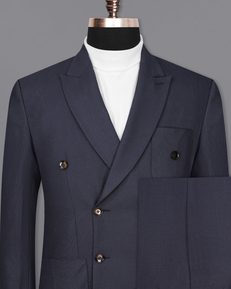 Bleached Cedar Navy Blue Double Breasted Sports Suit