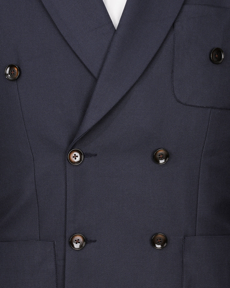 Bleached Cedar Navy Blue Double Breasted Sports Suit