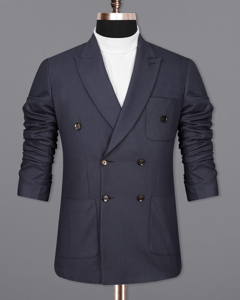 Bleached Cedar Navy Blue Double Breasted Sports Suit