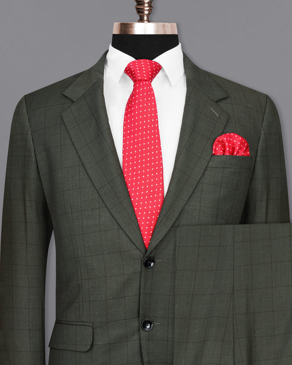 Tuatara Green Windowpane Single Breasted Suit