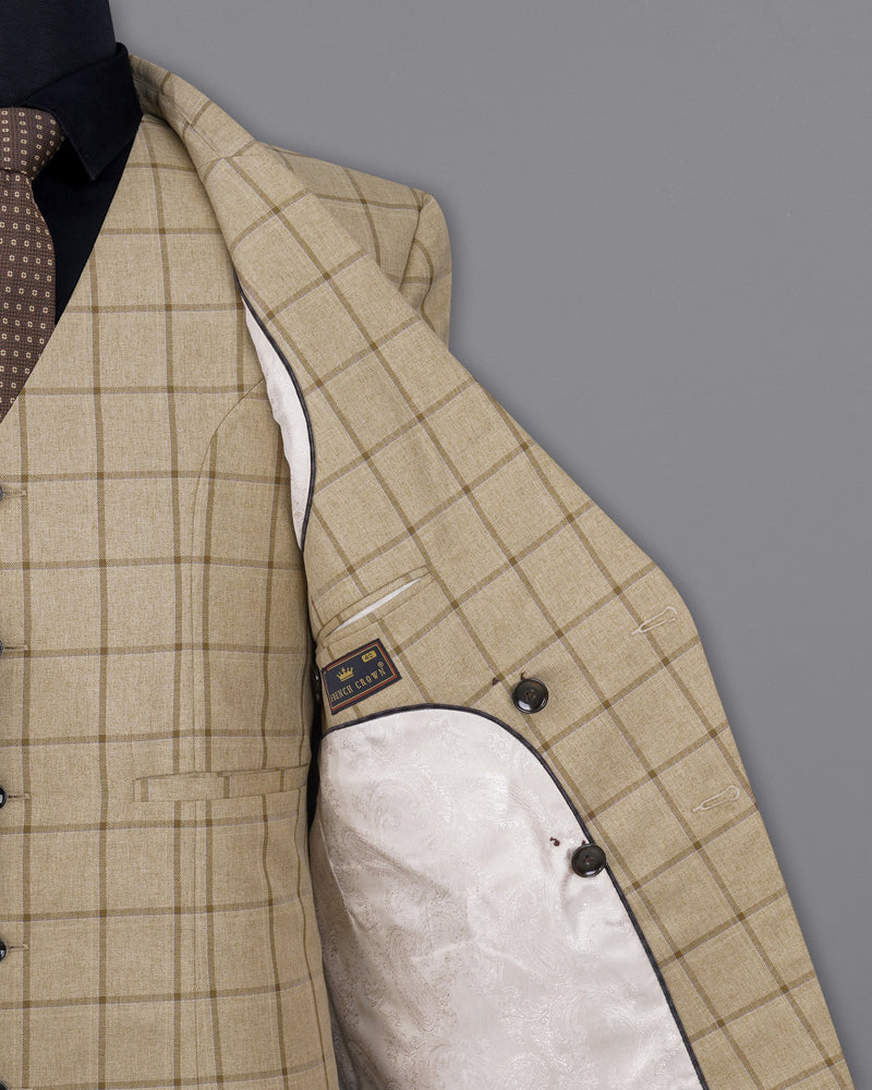 Rodeo Dust Brown Windowpane Double Breasted Suit