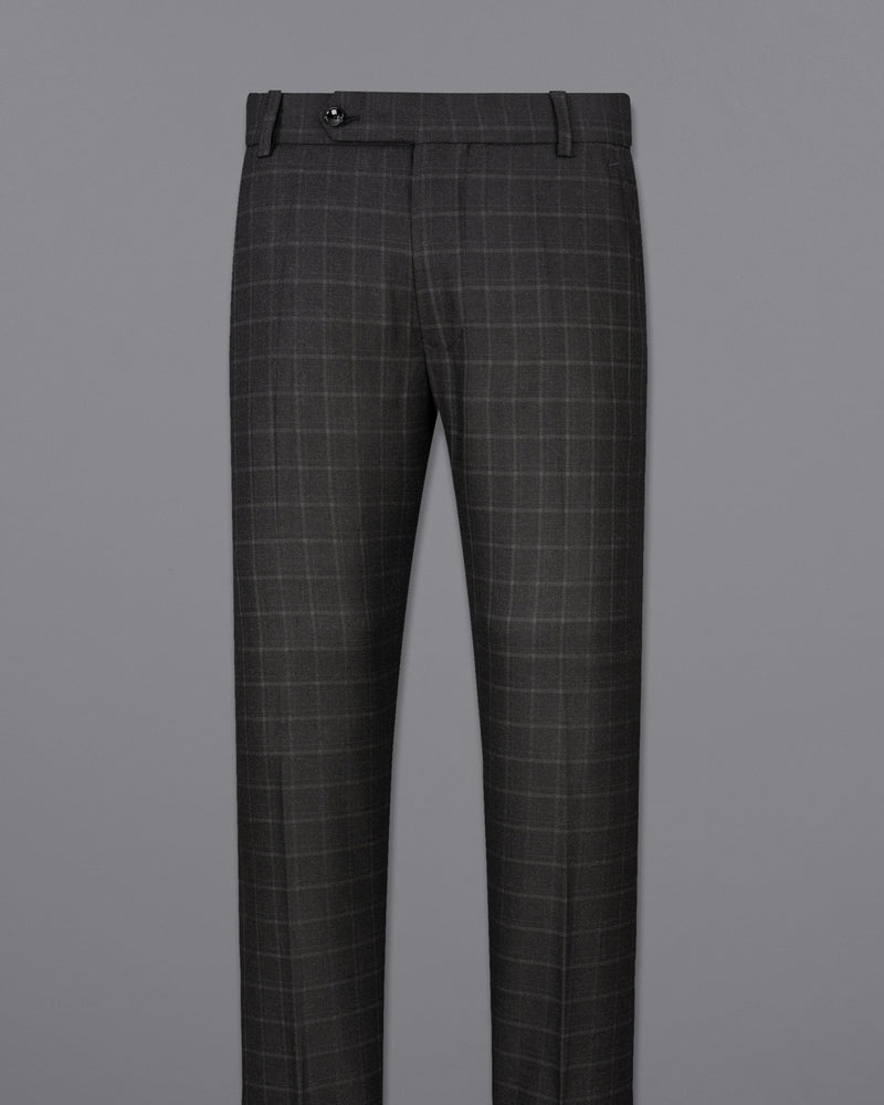 Zeus Light Black Windowpane Cross Buttoned Bandhgala Suit