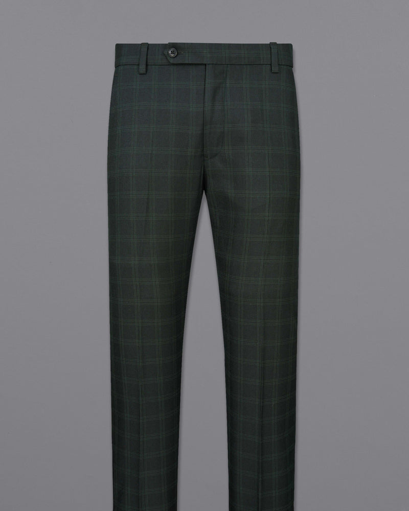 Zeus Green Plaid Cross Buttoned Bandhgala Suit