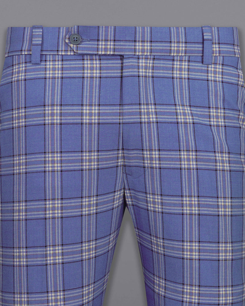 Scampi Blue with Heather Gray Plaid Cross Buttoned Bandhgala Suit