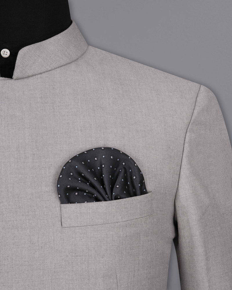 Spun Pearl Gray Cross Buttoned Bandhgala Suit