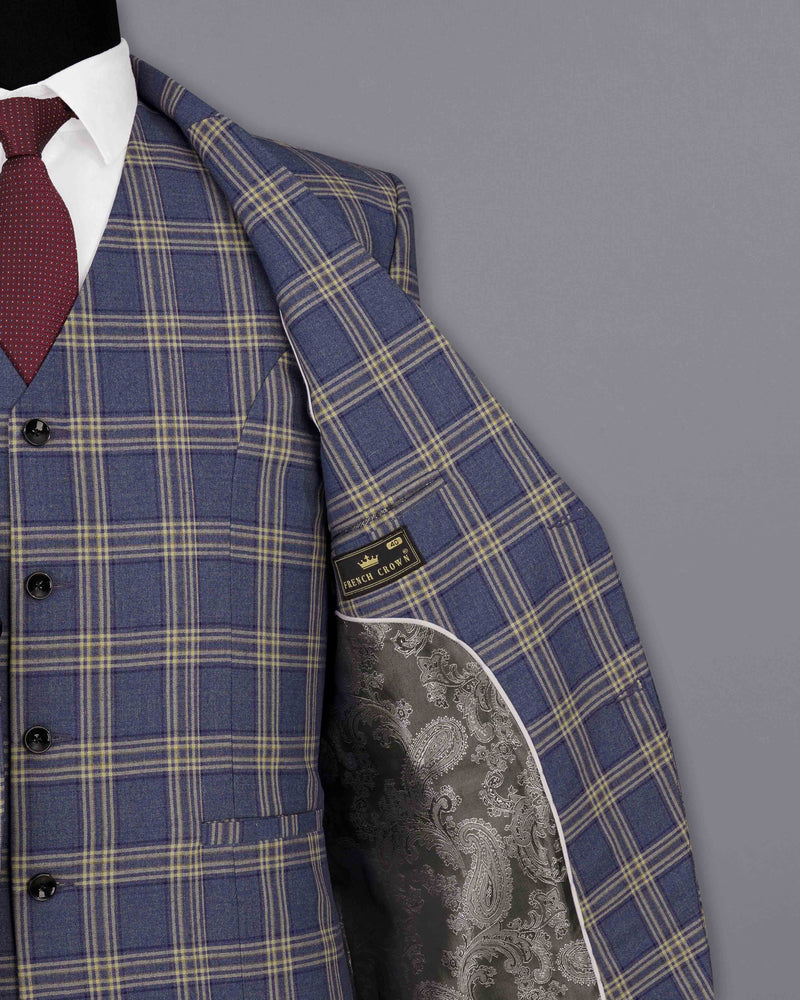 River Bed Blue with Tallow Brown Plaid Single Breasted Suit