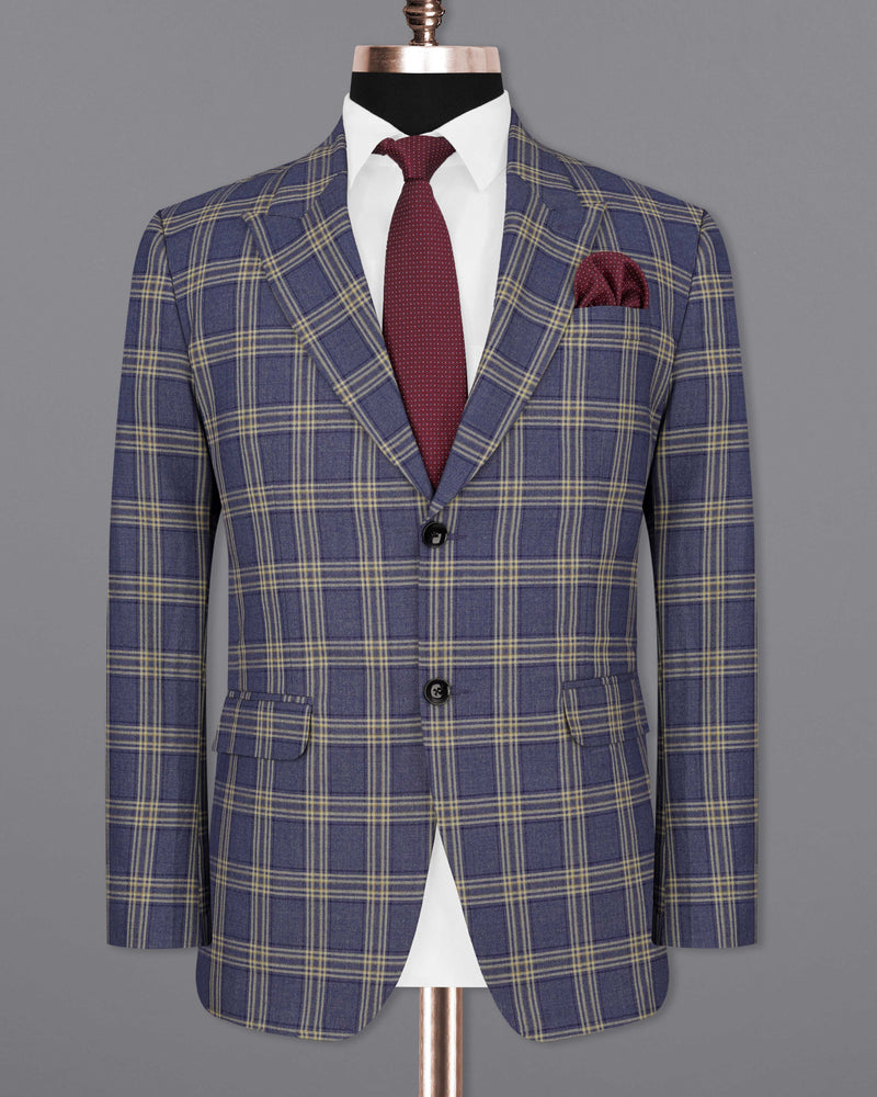 River Bed Blue with Tallow Brown Plaid Single Breasted Suit