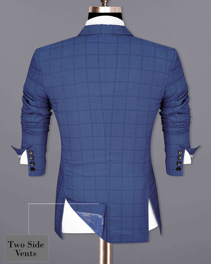 Chambray Blue Windowpane Double Breasted Suit