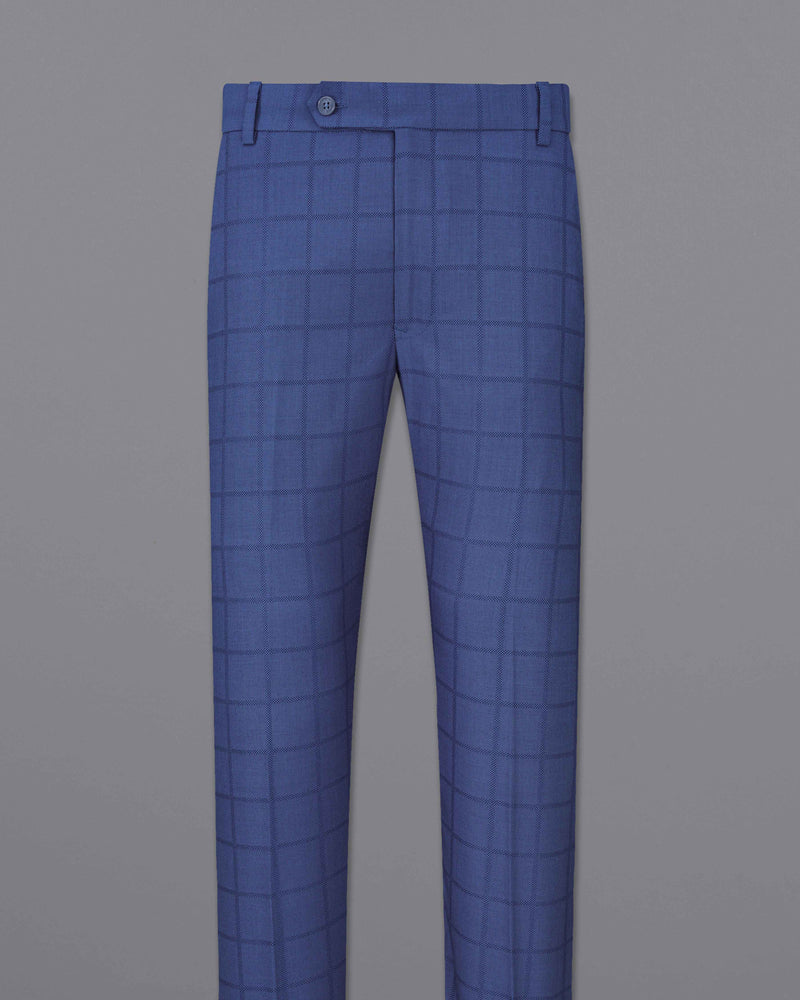 Chambray Blue Windowpane Double Breasted Suit