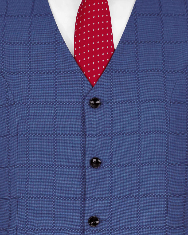 Chambray Blue Windowpane Double Breasted Suit