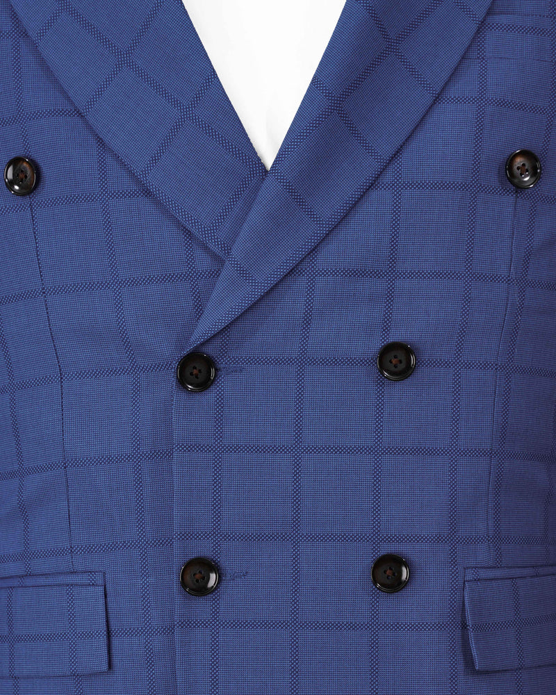 Chambray Blue Windowpane Double Breasted Suit