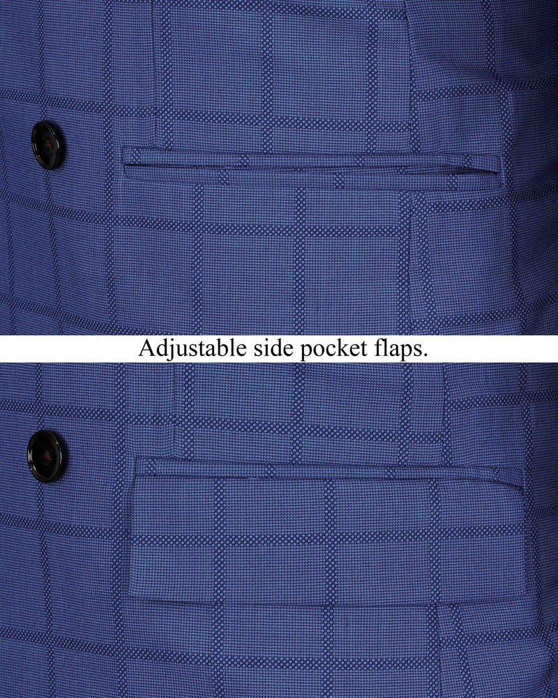 Chambray Blue Windowpane Double Breasted Suit