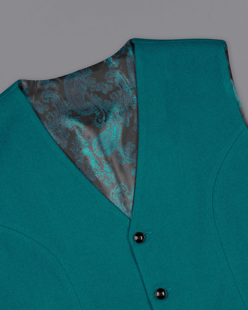 Turquoise Pure Wool Single Breasted Suit