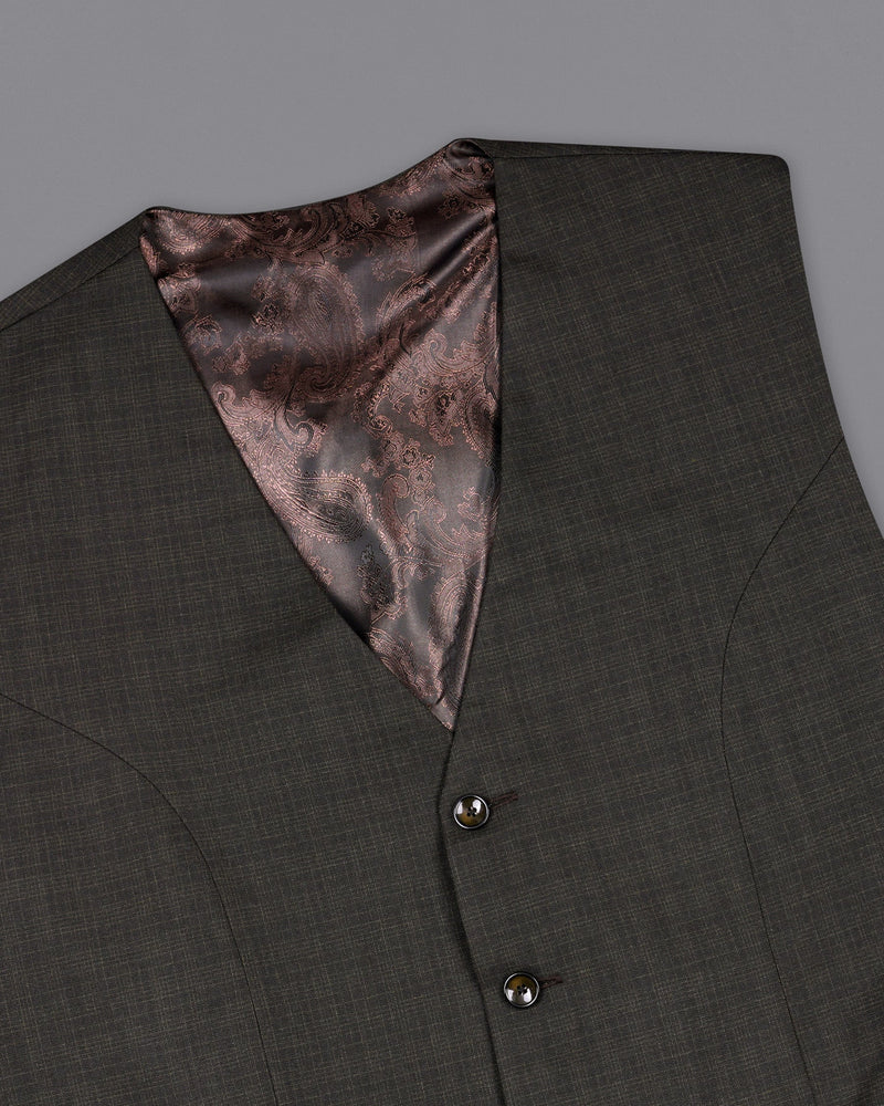 Emperor Gray with Hemlock Dark Brown Checkered Double Breasted Suit