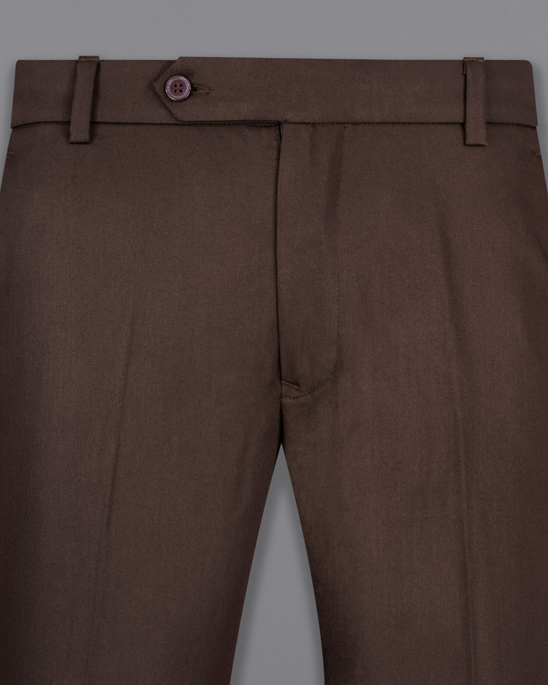 Bistre Solid Brown Single Breasted Suit