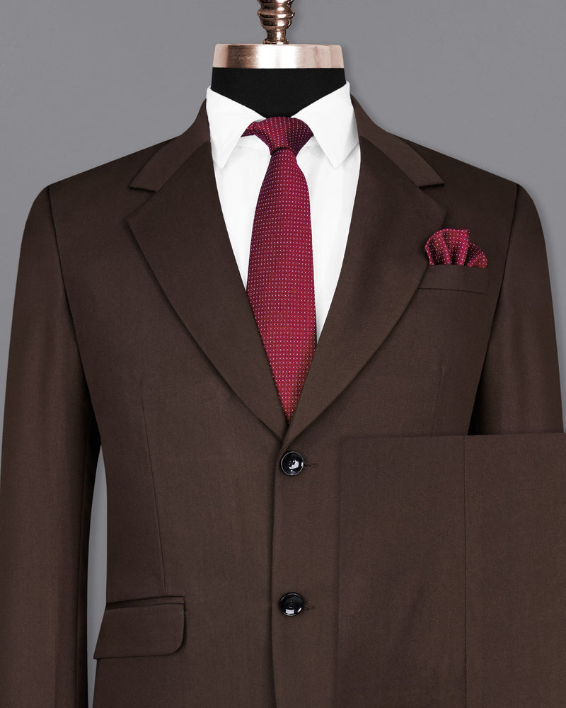 Bistre Solid Brown Single Breasted Suit