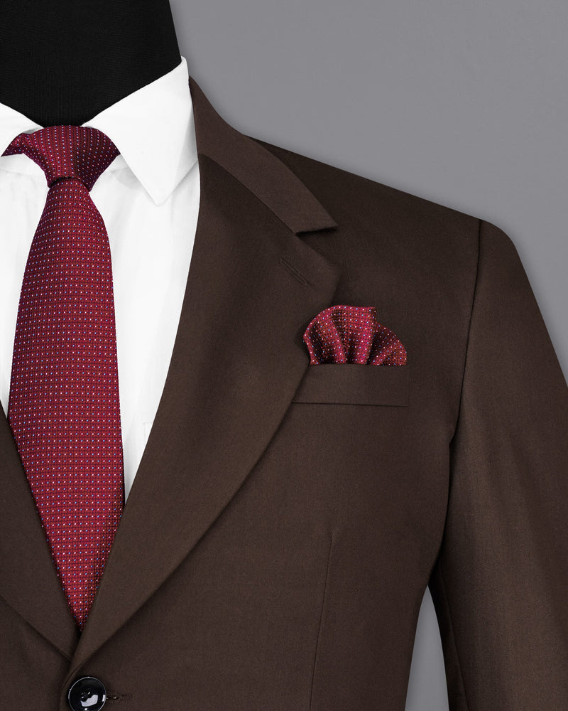 Bistre Solid Brown Single Breasted Suit