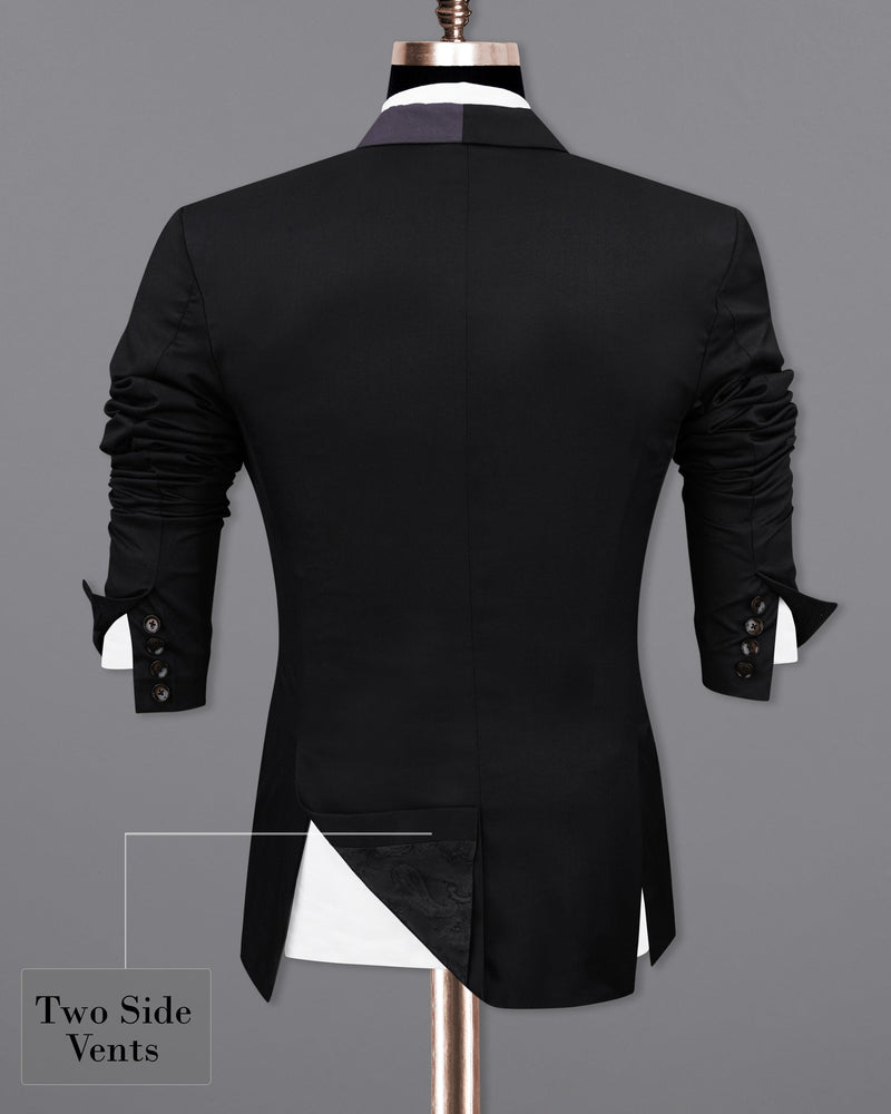 Jade Black with Dark Gray Stylish Lapel Designer Suit