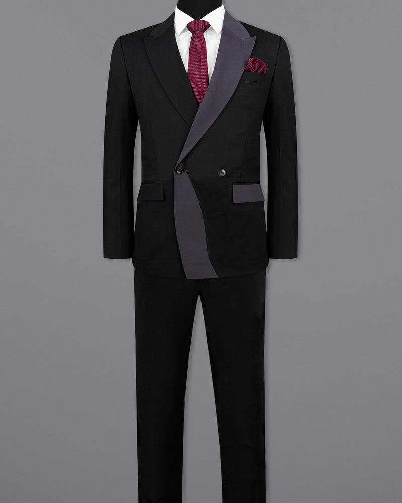 Jade Black with Dark Gray Stylish Lapel Designer Suit