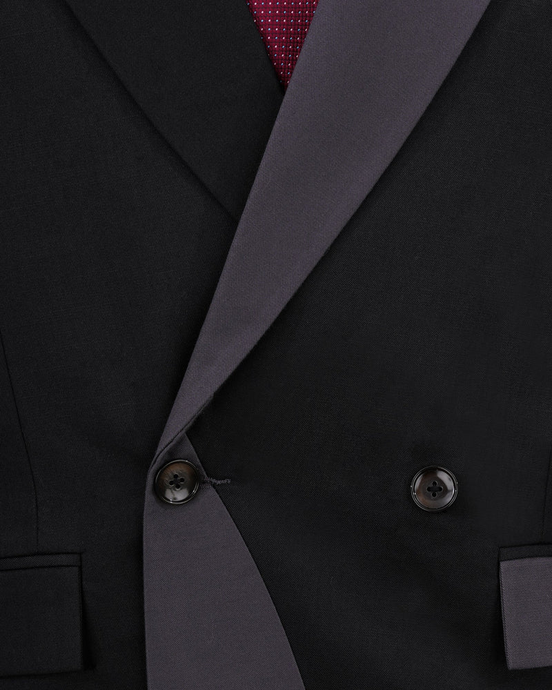 Jade Black with Dark Gray Stylish Lapel Designer Suit