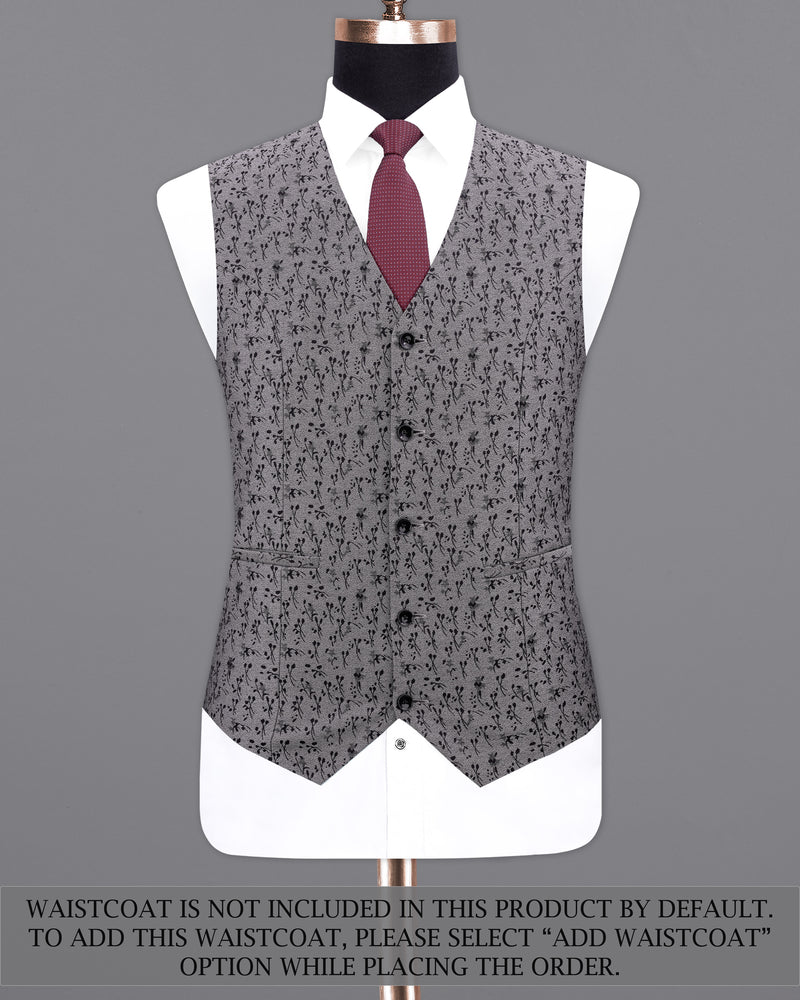 Flint Silver Ditzy Textured With Jade Black Lapel Tuxedo Suit