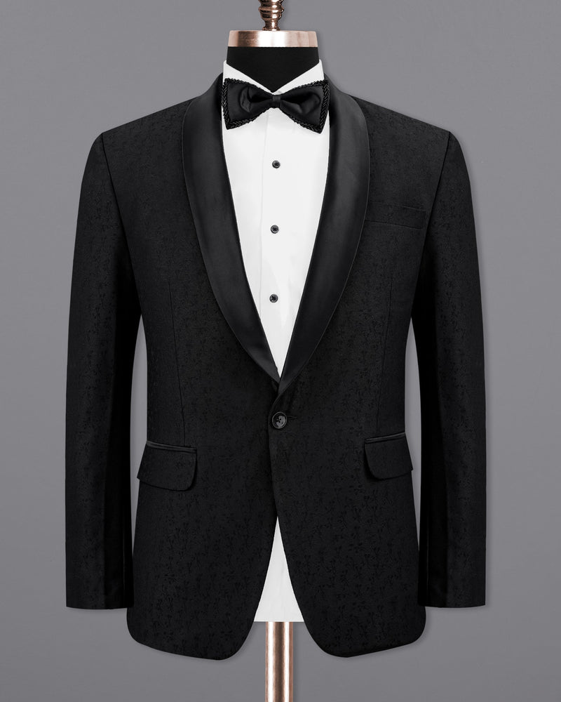 Jade Black Ditzy Textured Tuxedo Suit